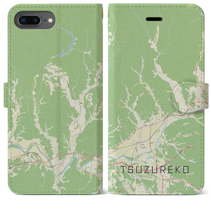 【綴子（秋田県）】地図柄iPhoneケース（手帳タイプ）ナチュラル・iPhone 8Plus /7Plus / 6sPlus / 6Plus 用