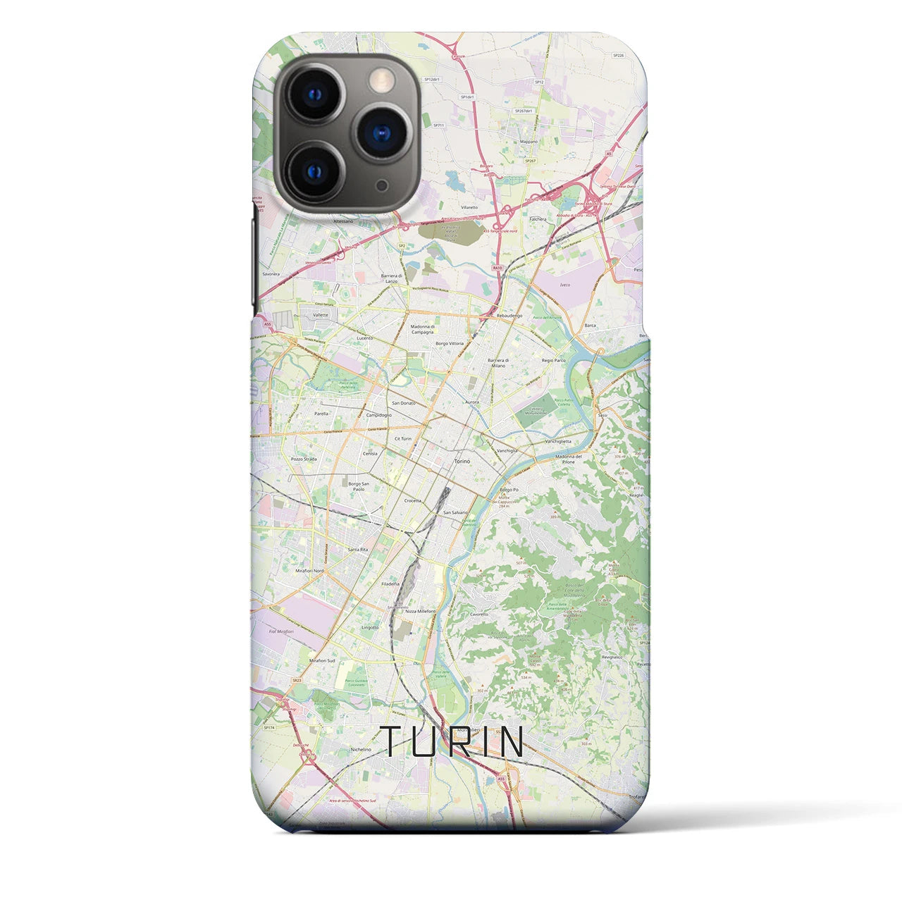 【トリノ】地図柄iPhoneケース（バックカバータイプ・ナチュラル）iPhone 11 Pro Max 用