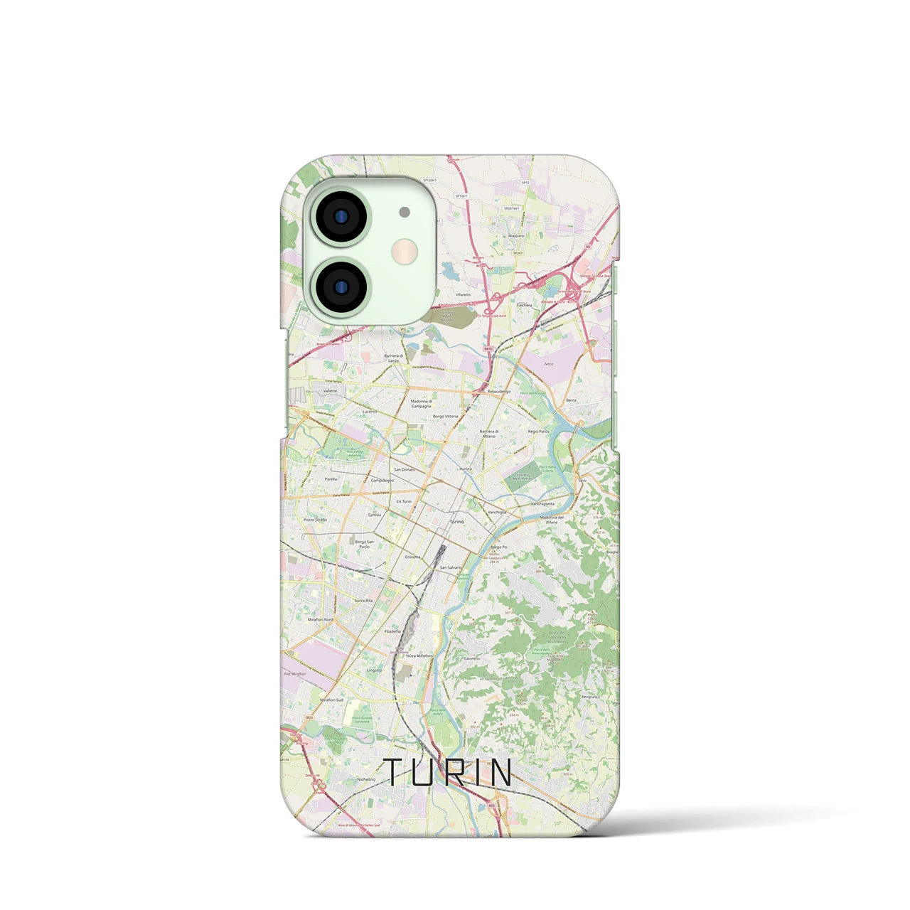 【トリノ】地図柄iPhoneケース（バックカバータイプ・ナチュラル）iPhone 12 mini 用