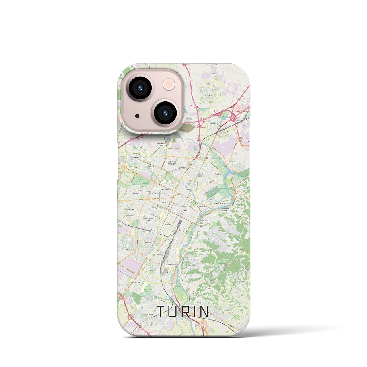 【トリノ】地図柄iPhoneケース（バックカバータイプ・ナチュラル）iPhone 13 mini 用