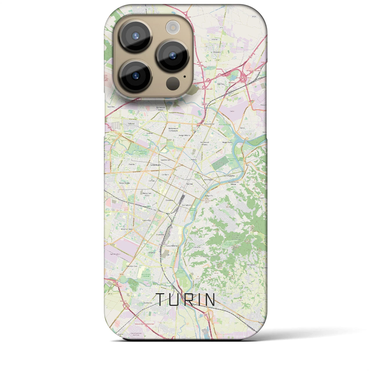 【トリノ】地図柄iPhoneケース（バックカバータイプ・ナチュラル）iPhone 14 Pro Max 用