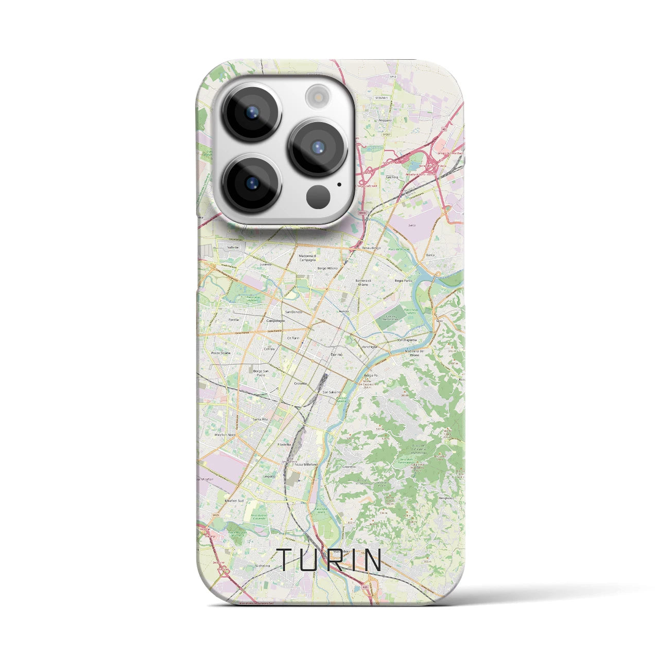 【トリノ】地図柄iPhoneケース（バックカバータイプ・ナチュラル）iPhone 14 Pro 用