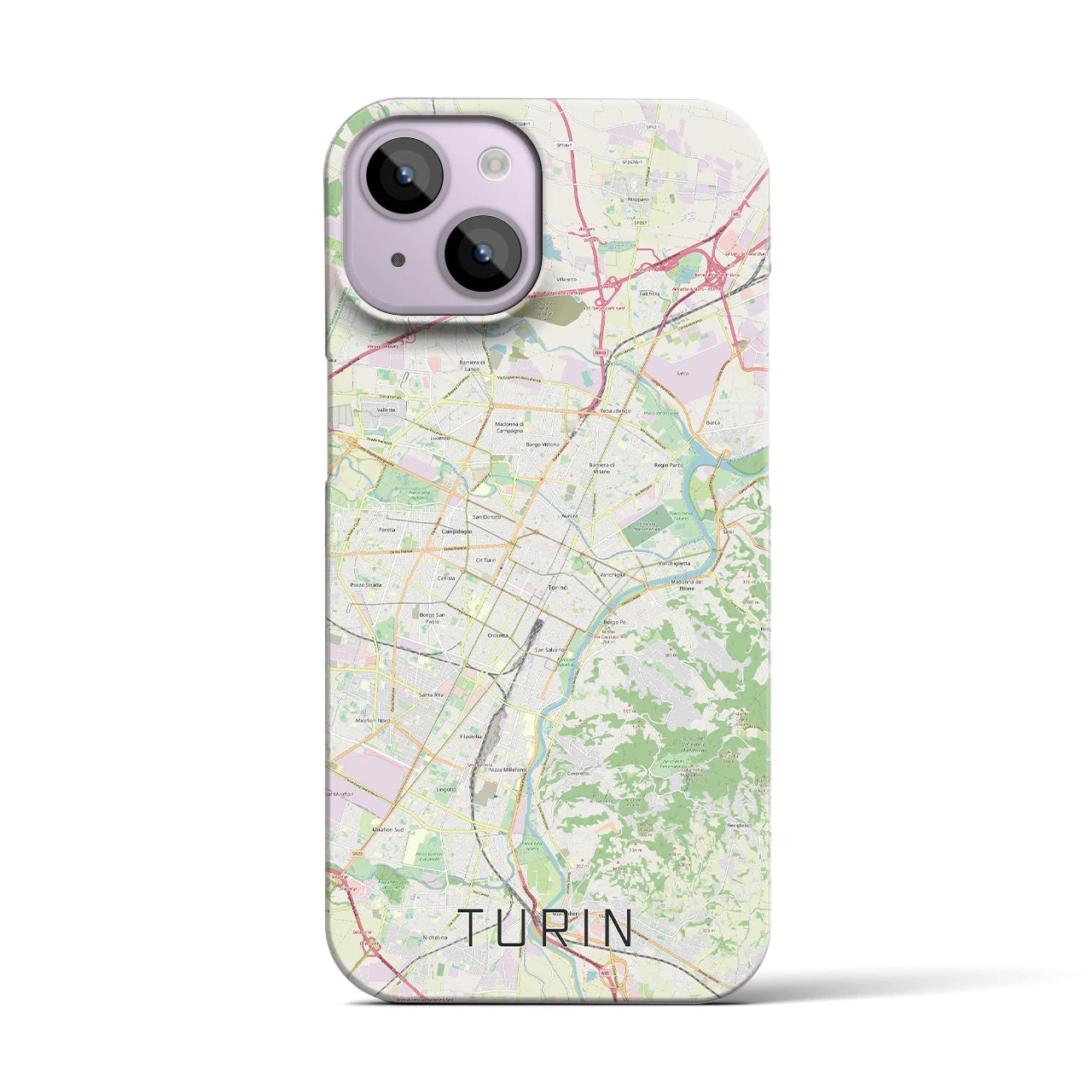 【トリノ】地図柄iPhoneケース（バックカバータイプ・ナチュラル）iPhone 14 用