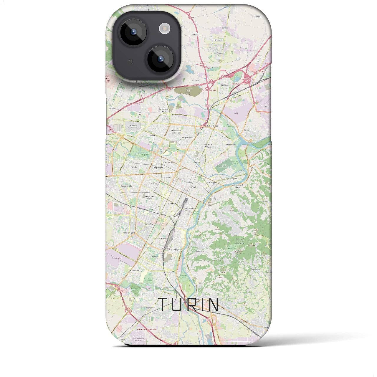 【トリノ】地図柄iPhoneケース（バックカバータイプ・ナチュラル）iPhone 14 Plus 用
