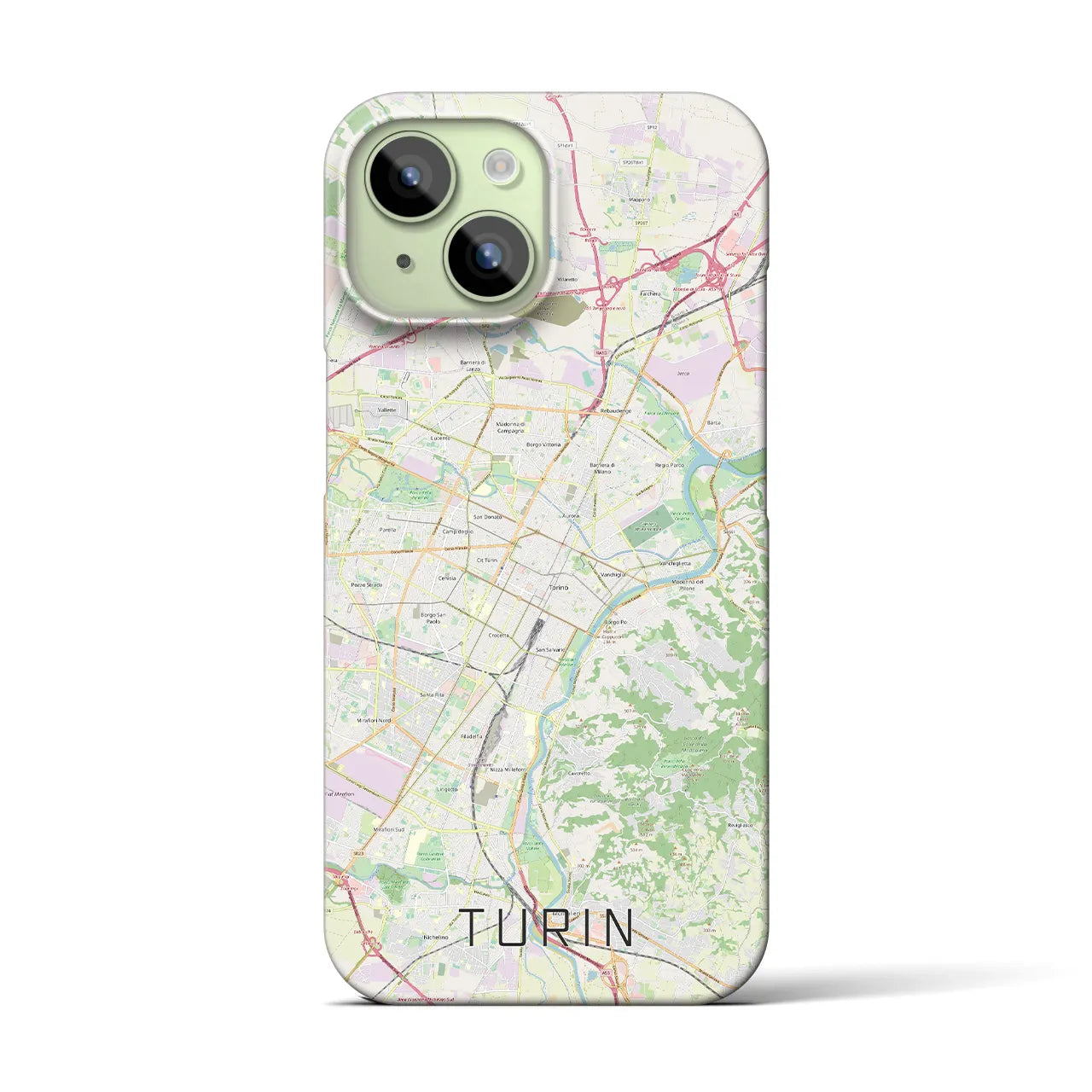【トリノ】地図柄iPhoneケース（バックカバータイプ・ナチュラル）iPhone 15 用