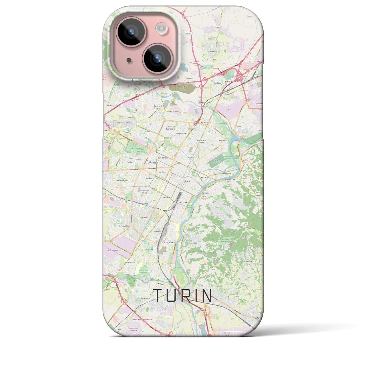 【トリノ】地図柄iPhoneケース（バックカバータイプ・ナチュラル）iPhone 15 Plus 用