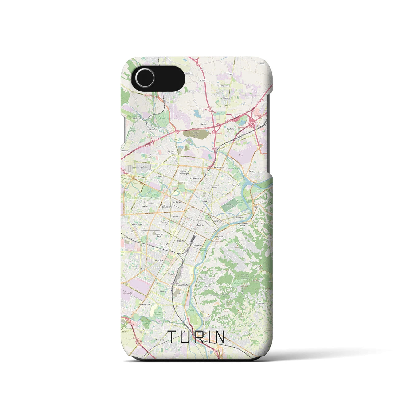 【トリノ】地図柄iPhoneケース（バックカバータイプ・ナチュラル）iPhone SE（第3 / 第2世代） / 8 / 7 / 6s / 6 用