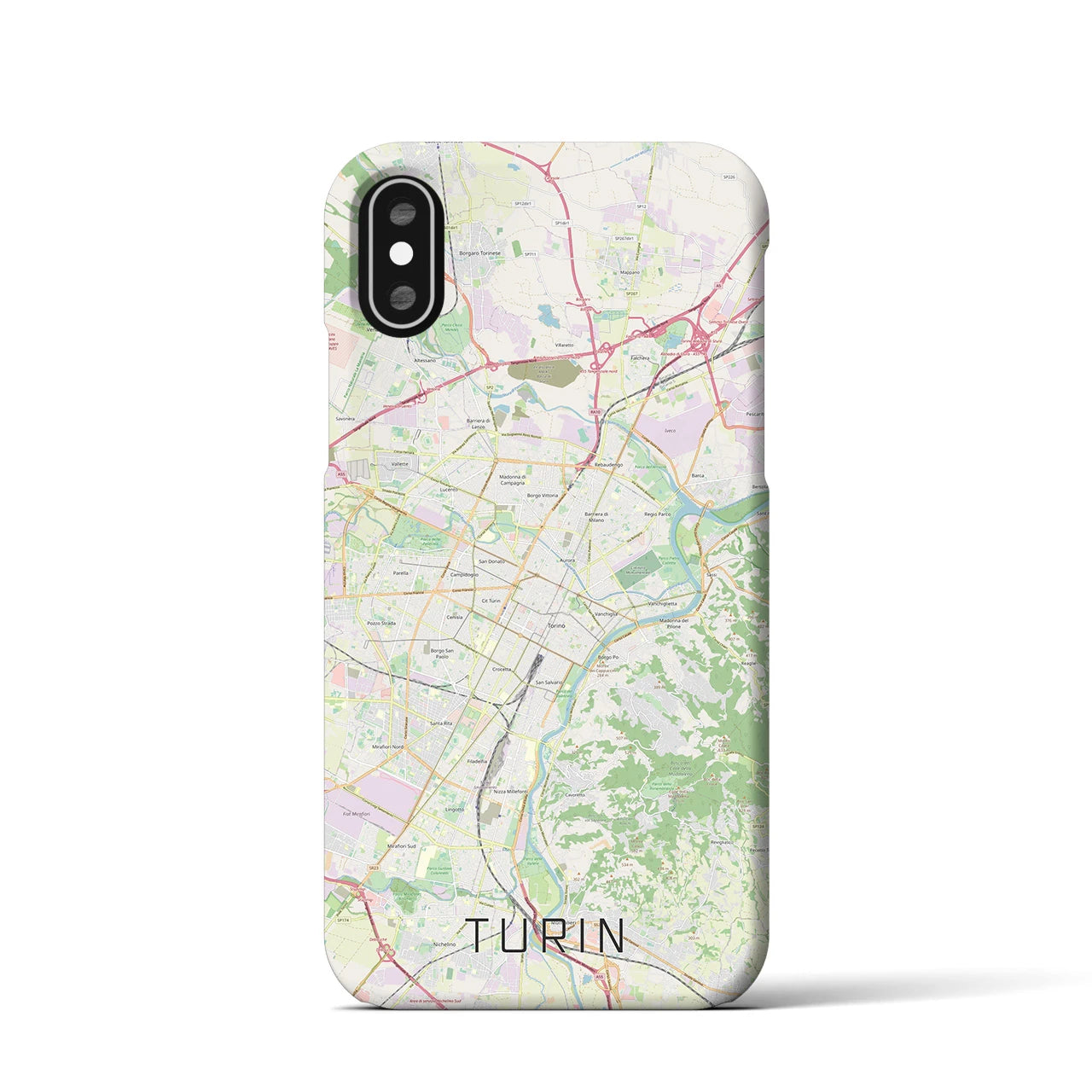 【トリノ】地図柄iPhoneケース（バックカバータイプ・ナチュラル）iPhone XS / X 用