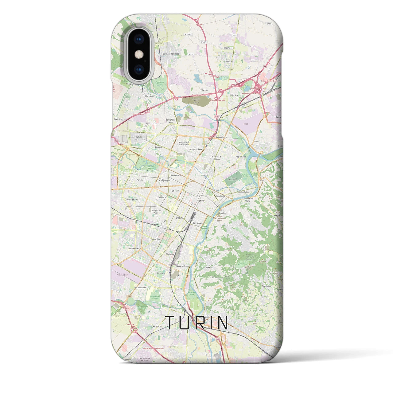 【トリノ】地図柄iPhoneケース（バックカバータイプ・ナチュラル）iPhone XS Max 用