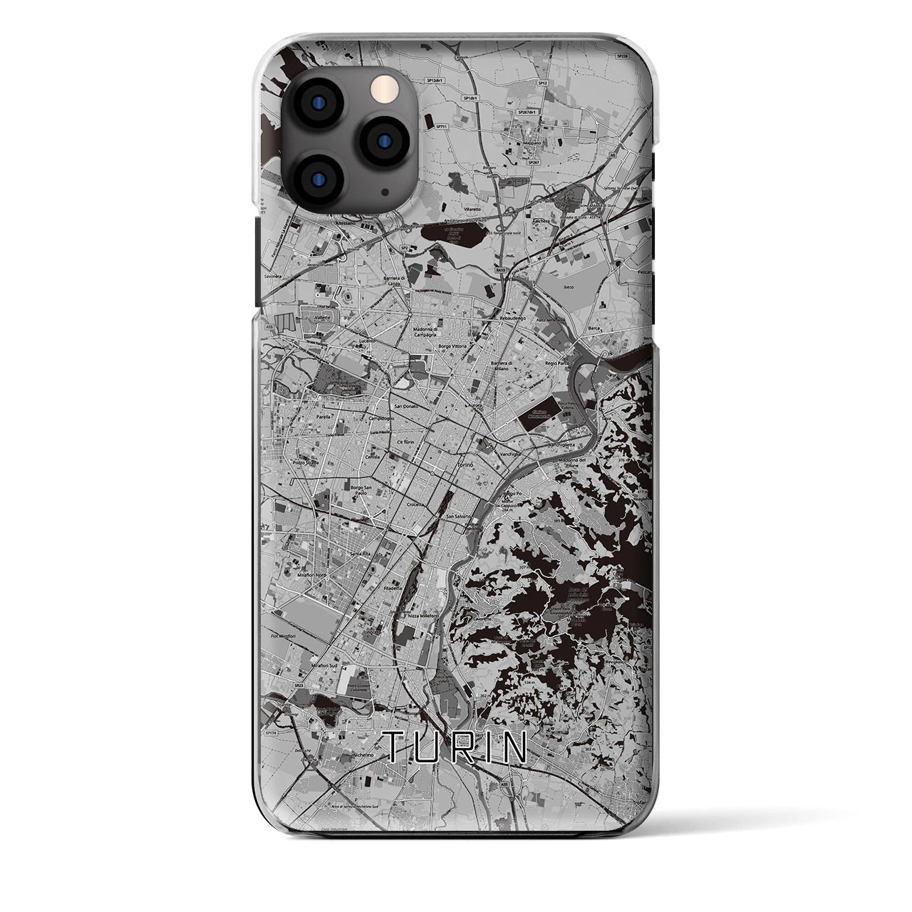 【トリノ】地図柄iPhoneケース（クリアタイプ・モノトーン）iPhone 11 Pro Max 用
