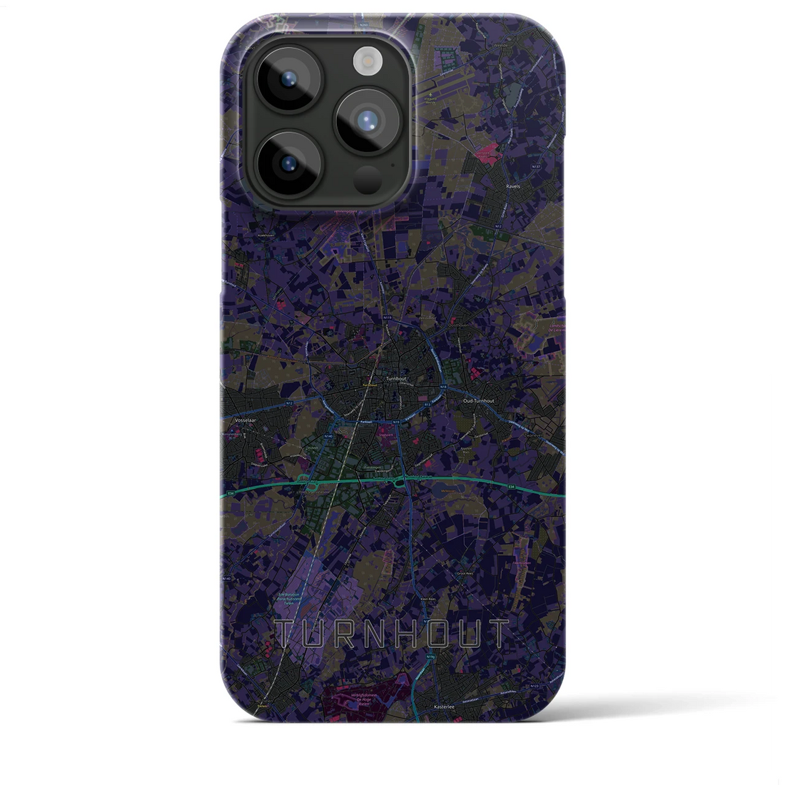 【トゥルンハウト】地図柄iPhoneケース（バックカバータイプ・ブラック）iPhone 15 Pro Max 用