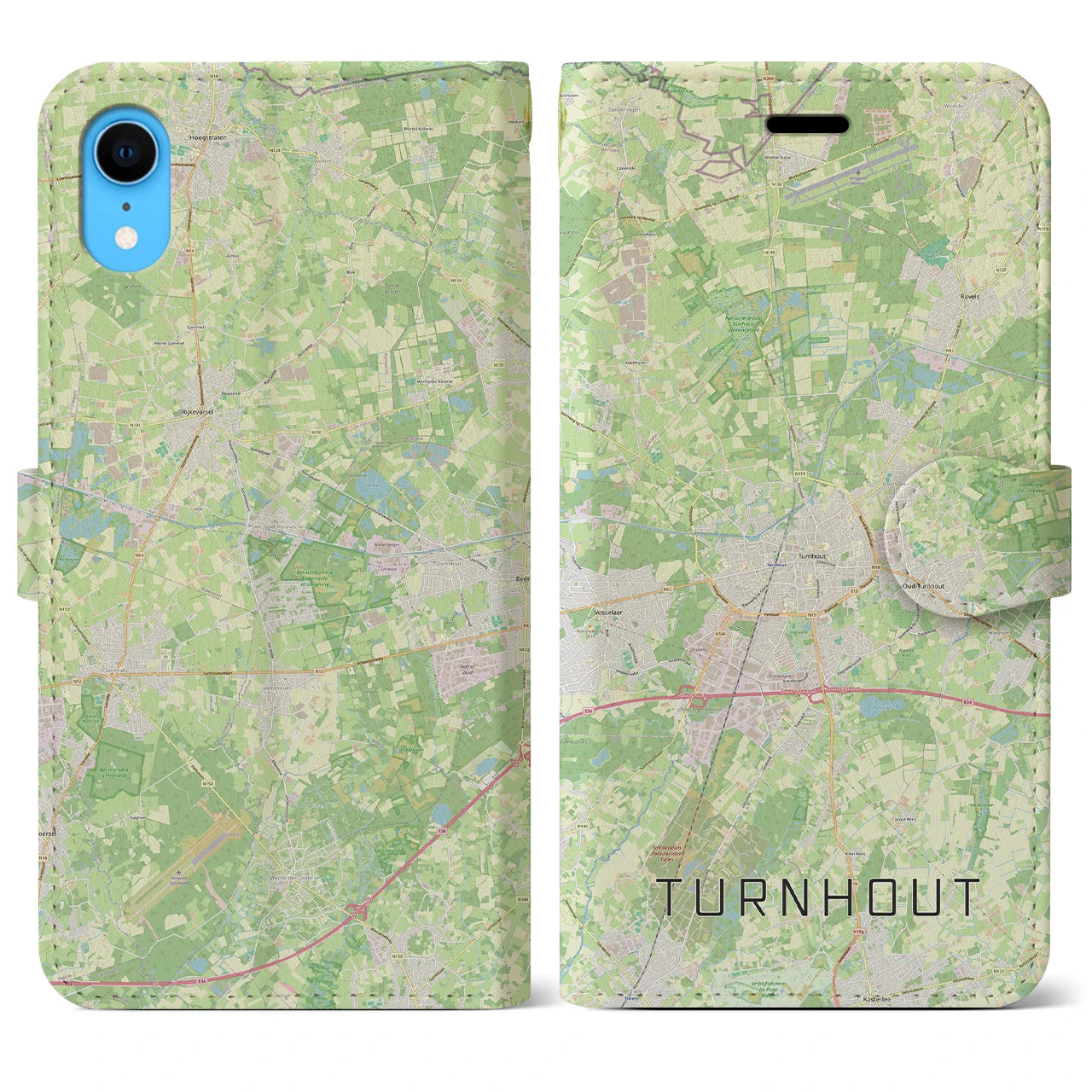 【トゥルンハウト】地図柄iPhoneケース（手帳両面タイプ・ナチュラル）iPhone XR 用