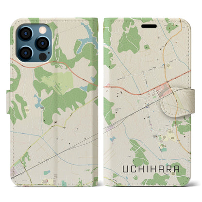 【内原（茨城県）】地図柄iPhoneケース（手帳タイプ）ナチュラル・iPhone 12 / 12 Pro 用