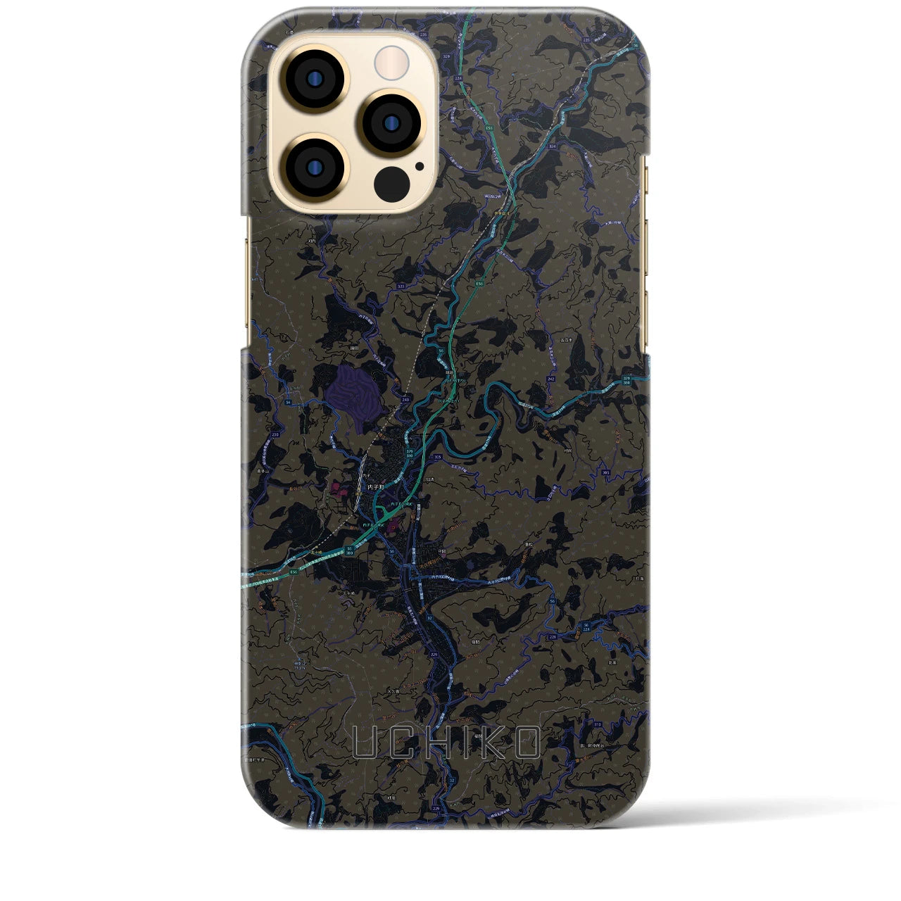【内子】地図柄iPhoneケース（バックカバータイプ・ブラック）iPhone 12 Pro Max 用