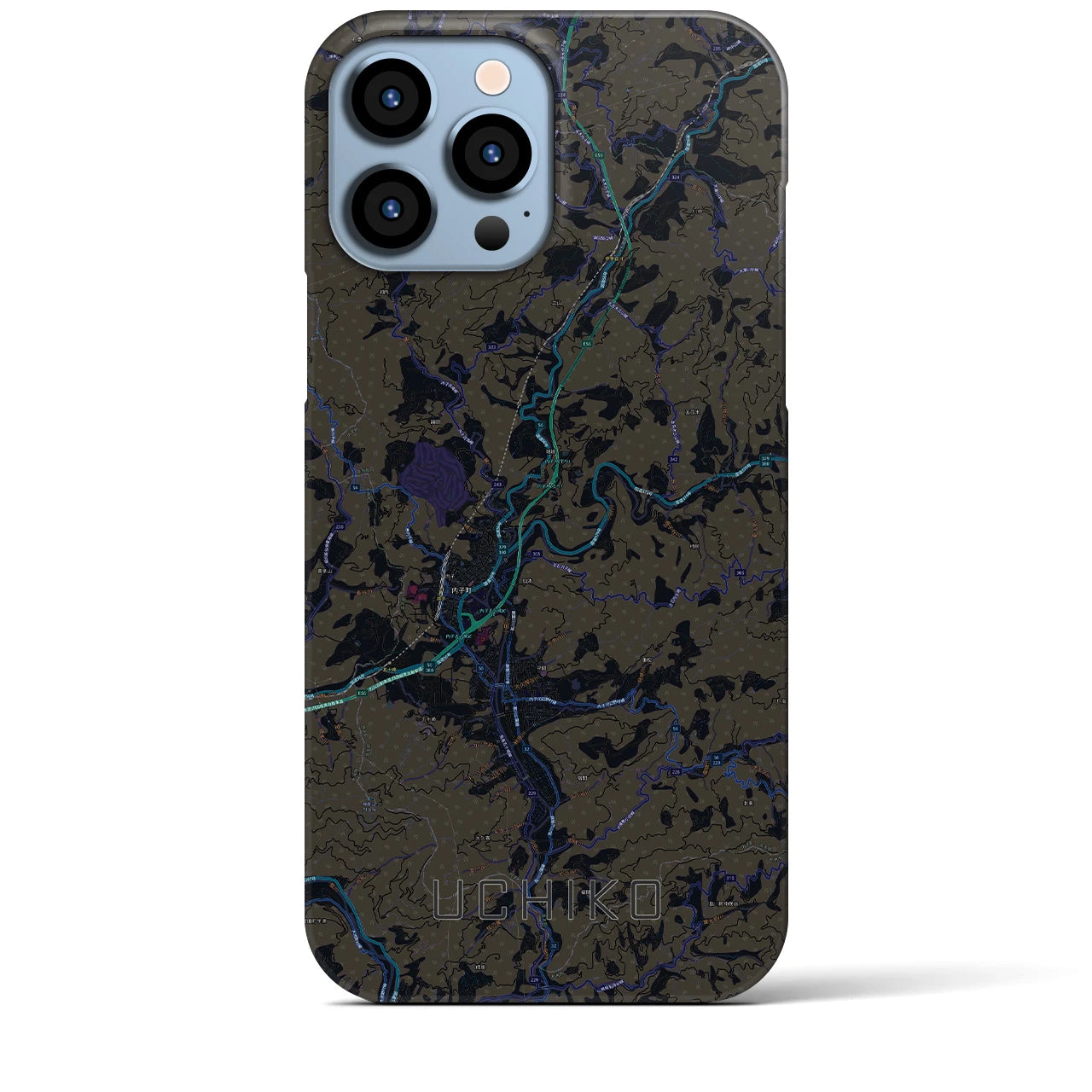 【内子】地図柄iPhoneケース（バックカバータイプ・ブラック）iPhone 13 Pro Max 用