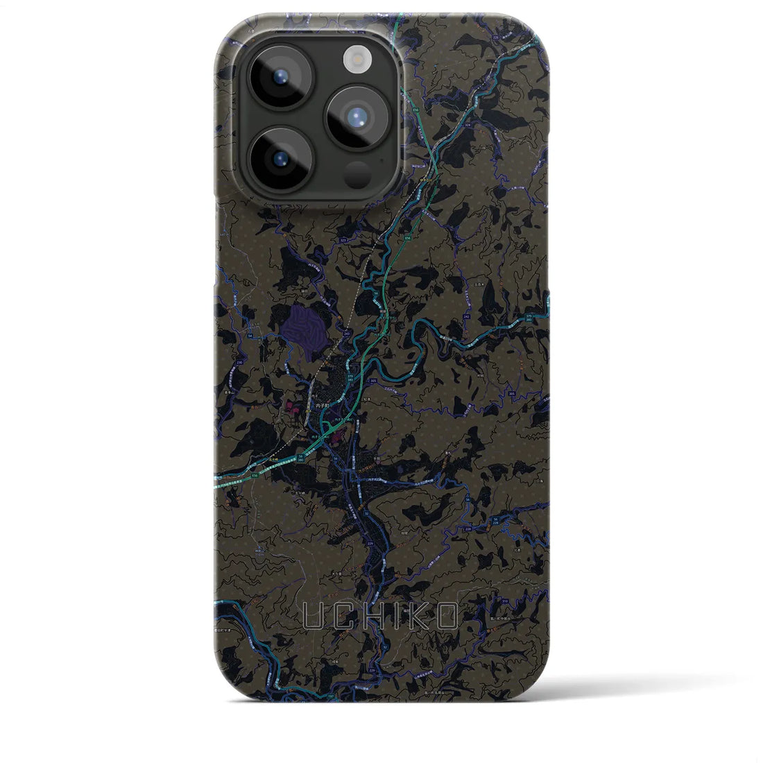 【内子】地図柄iPhoneケース（バックカバータイプ・ブラック）iPhone 15 Pro Max 用