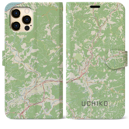【内子（愛媛県）】地図柄iPhoneケース（手帳タイプ）ナチュラル・iPhone 12 Pro Max 用