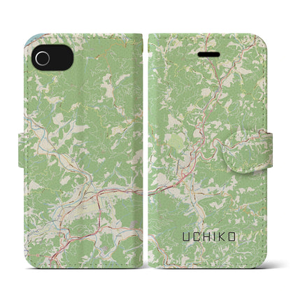 【内子（愛媛県）】地図柄iPhoneケース（手帳タイプ）ナチュラル・iPhone SE（第3 / 第2世代） / 8 / 7 / 6s / 6 用