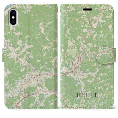 【内子（愛媛県）】地図柄iPhoneケース（手帳タイプ）ナチュラル・iPhone XS Max 用