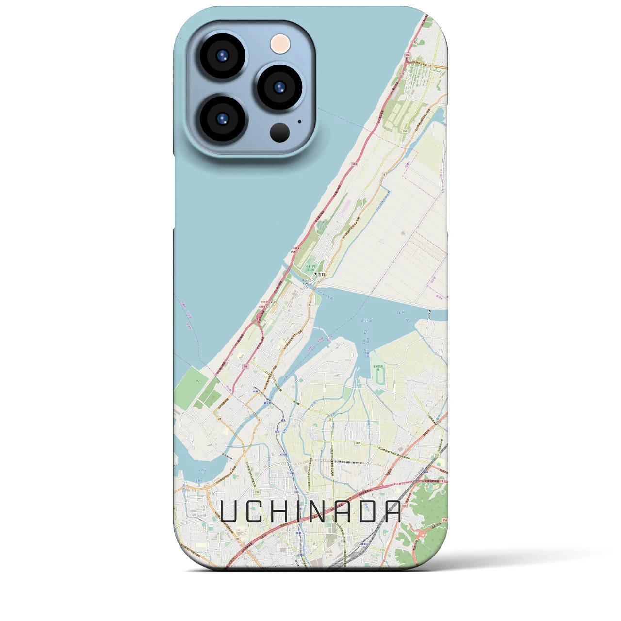 【内灘】地図柄iPhoneケース（バックカバータイプ・ナチュラル）iPhone 13 Pro Max 用