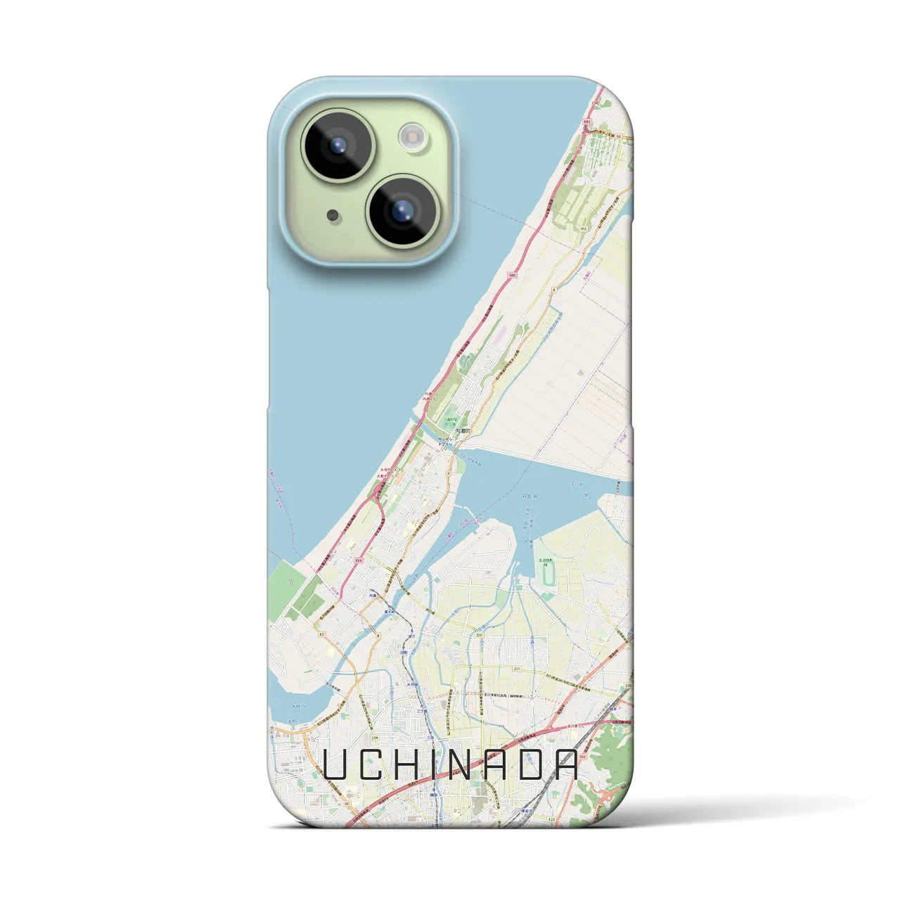 【内灘】地図柄iPhoneケース（バックカバータイプ・ナチュラル）iPhone 15 用