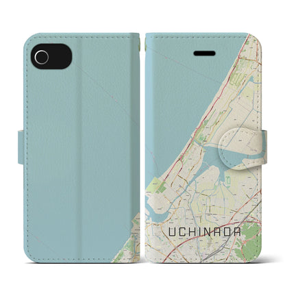 【内灘（石川県）】地図柄iPhoneケース（手帳タイプ）ナチュラル・iPhone SE（第3 / 第2世代） / 8 / 7 / 6s / 6 用