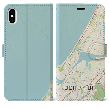 【内灘（石川県）】地図柄iPhoneケース（手帳タイプ）ナチュラル・iPhone XS Max 用