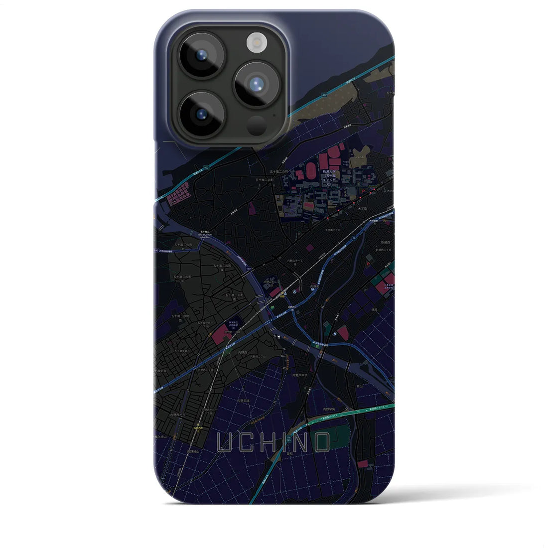 【内野】地図柄iPhoneケース（バックカバータイプ・ブラック）iPhone 15 Pro Max 用