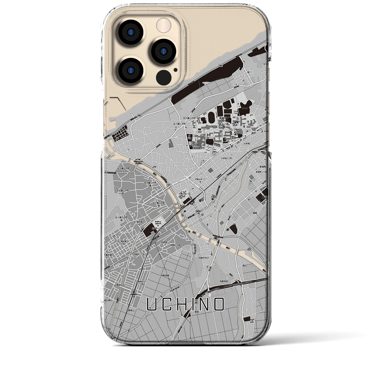 【内野】地図柄iPhoneケース（クリアタイプ・モノトーン）iPhone 12 Pro Max 用