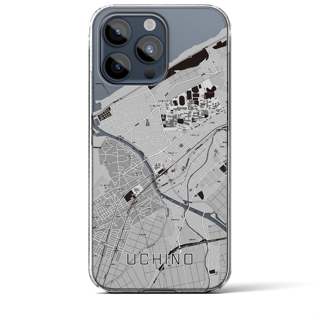 【内野】地図柄iPhoneケース（クリアタイプ・モノトーン）iPhone 15 Pro Max 用