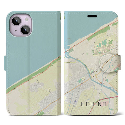 【内野（新潟県）】地図柄iPhoneケース（手帳タイプ）ナチュラル・iPhone 14 用