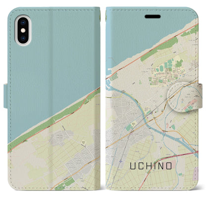 【内野（新潟県）】地図柄iPhoneケース（手帳タイプ）ナチュラル・iPhone XS Max 用