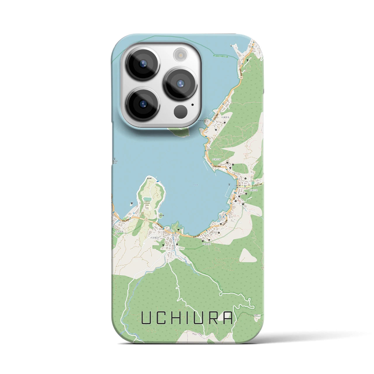 【内浦】地図柄iPhoneケース（バックカバータイプ・ナチュラル）iPhone 14 Pro 用