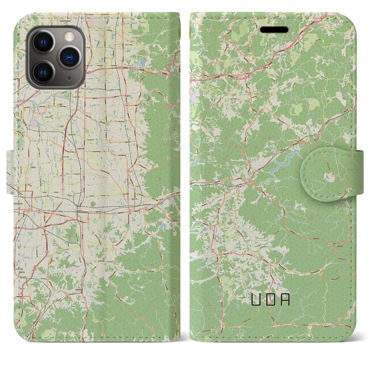 【宇陀】地図柄iPhoneケース（手帳両面タイプ・ナチュラル）iPhone 11 Pro Max 用