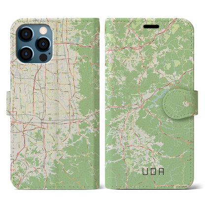 【宇陀（奈良県）】地図柄iPhoneケース（手帳タイプ）ナチュラル・iPhone 12 / 12 Pro 用