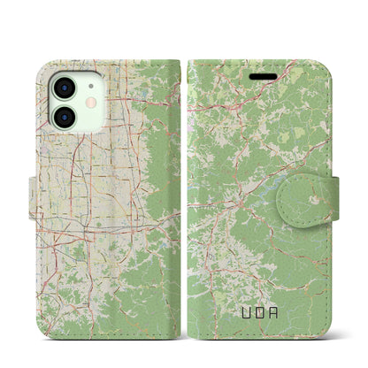 【宇陀（奈良県）】地図柄iPhoneケース（手帳タイプ）ナチュラル・iPhone 12 mini 用
