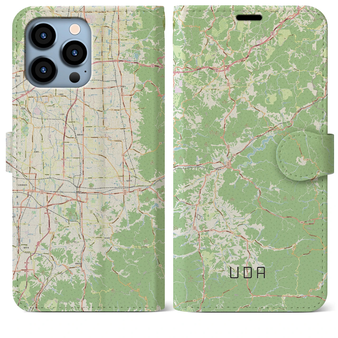 【宇陀】地図柄iPhoneケース（手帳両面タイプ・ナチュラル）iPhone 13 Pro Max 用