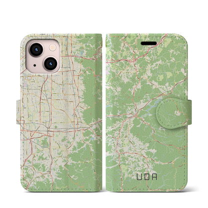 【宇陀（奈良県）】地図柄iPhoneケース（手帳タイプ）ナチュラル・iPhone 13 mini 用