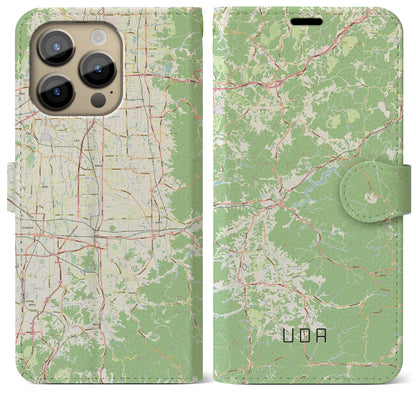 【宇陀（奈良県）】地図柄iPhoneケース（手帳タイプ）ナチュラル・iPhone 14 Pro Max 用