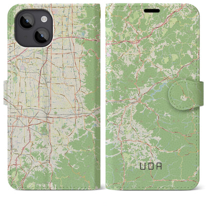 【宇陀（奈良県）】地図柄iPhoneケース（手帳タイプ）ナチュラル・iPhone 14 Plus 用