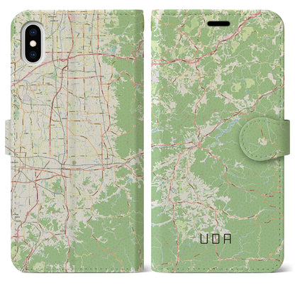 【宇陀（奈良県）】地図柄iPhoneケース（手帳タイプ）ナチュラル・iPhone XS Max 用