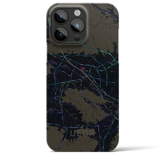 【上田】地図柄iPhoneケース（バックカバータイプ・ブラック）iPhone 15 Pro Max 用