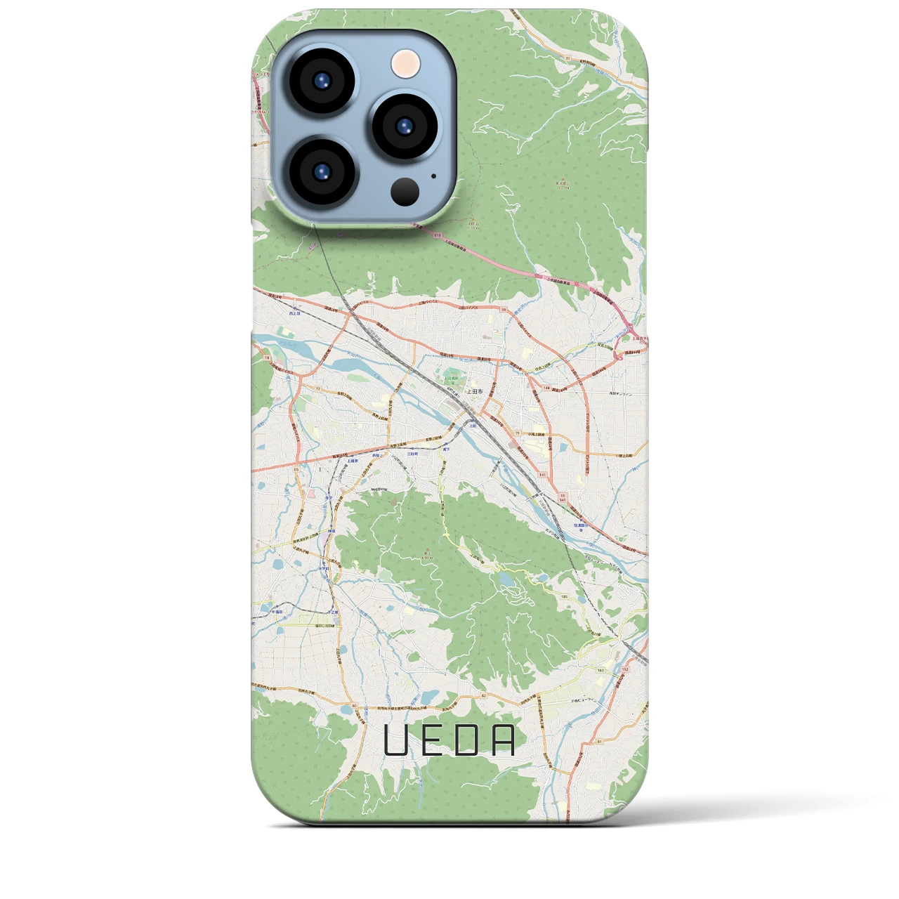 【上田】地図柄iPhoneケース（バックカバータイプ・ナチュラル）iPhone 13 Pro Max 用