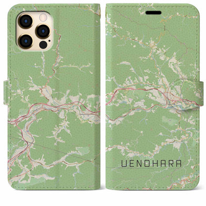 【上野原（山梨県）】地図柄iPhoneケース（手帳タイプ）ナチュラル・iPhone 12 Pro Max 用
