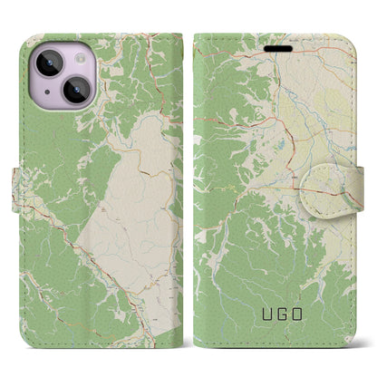 【羽後（秋田県）】地図柄iPhoneケース（手帳タイプ）ナチュラル・iPhone 14 用