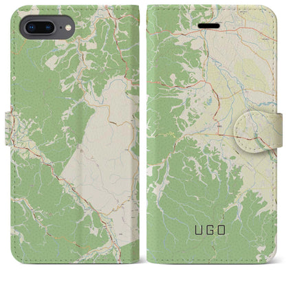 【羽後（秋田県）】地図柄iPhoneケース（手帳タイプ）ナチュラル・iPhone 8Plus /7Plus / 6sPlus / 6Plus 用