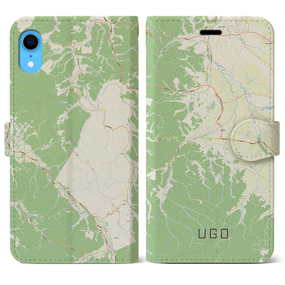 【羽後（秋田県）】地図柄iPhoneケース（手帳タイプ）ナチュラル・iPhone XR 用