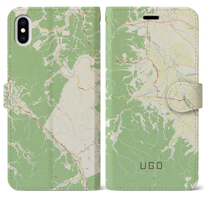 【羽後（秋田県）】地図柄iPhoneケース（手帳タイプ）ナチュラル・iPhone XS Max 用