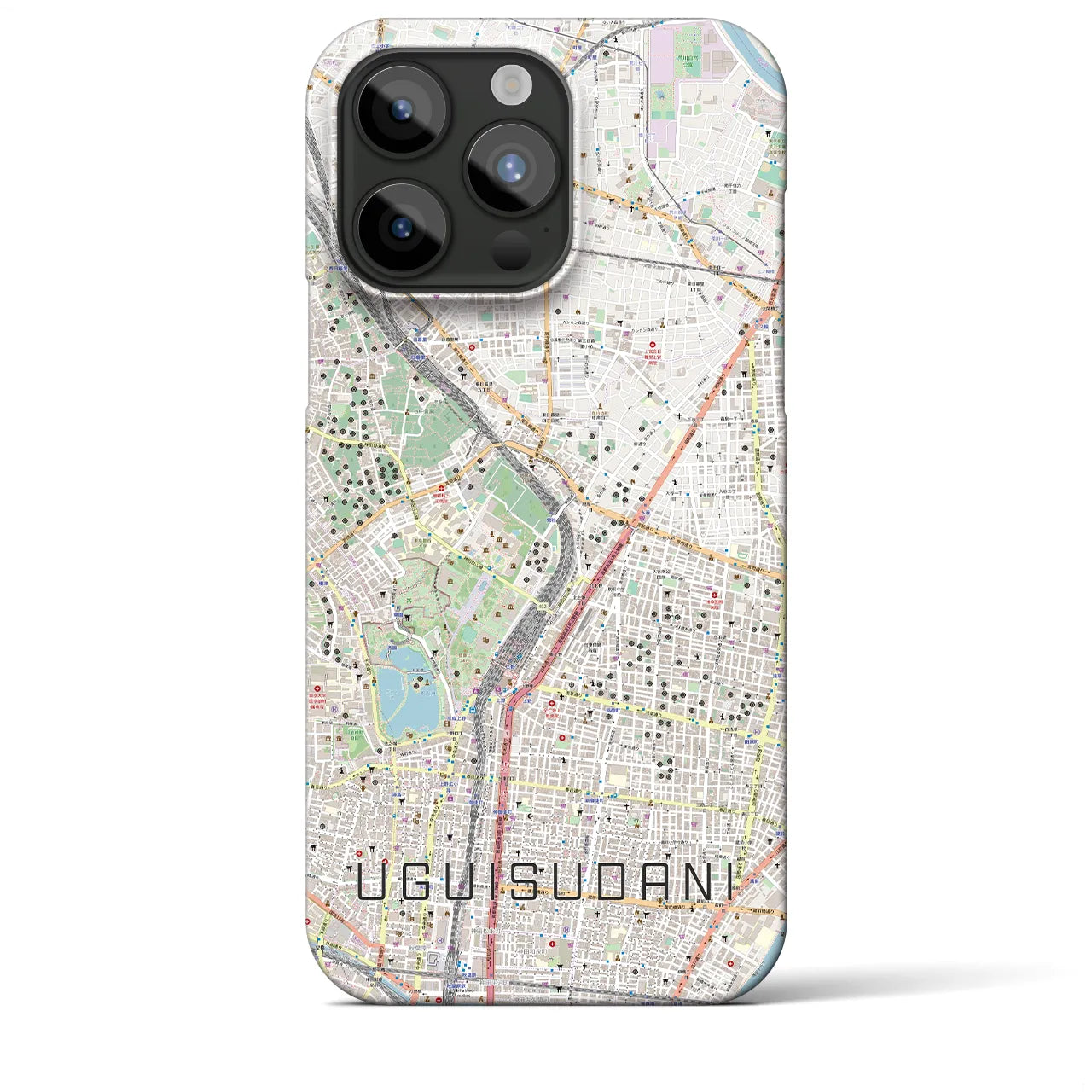 【鶯谷】地図柄iPhoneケース（バックカバータイプ・ナチュラル）iPhone 15 Pro Max 用