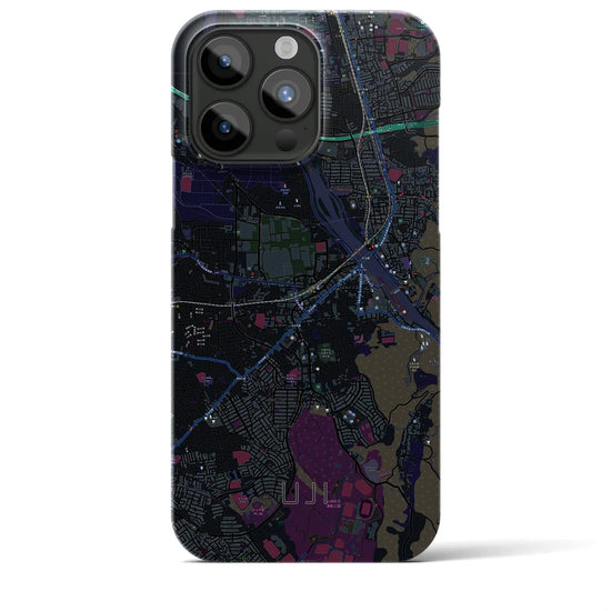 【宇治】地図柄iPhoneケース（バックカバータイプ・ブラック）iPhone 15 Pro Max 用